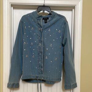 Karen Kane Blue Jean Jacket with Silver Embellishments